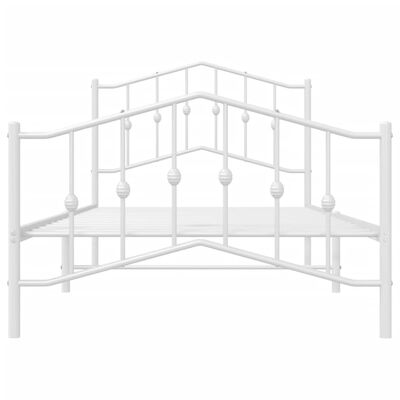 vidaXL Metal Bed Frame with Headboard and Footboard White 39.4"x74.8"