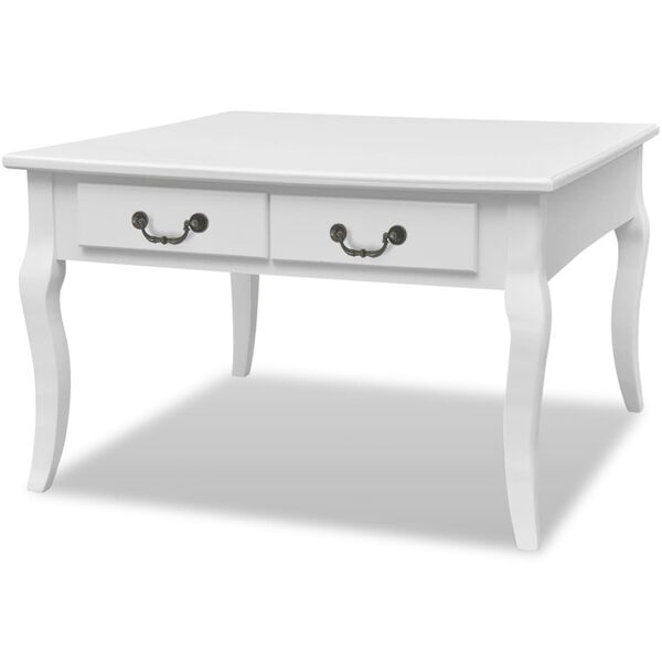 vidaXL Coffee Table White MDF and Pinewood 31.5 in x 31.5 in x 19.7 in
