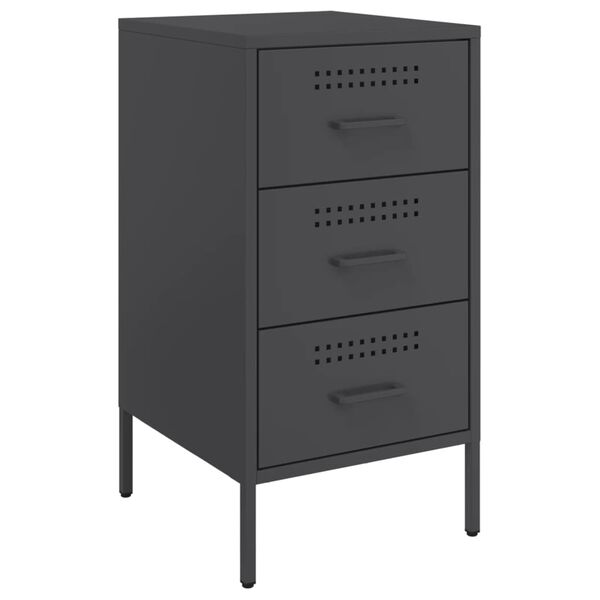 vidaXL Bedside Cabinet Black Cold-rolled steel Medium Adjustable Feet