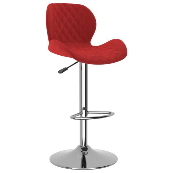vidaXL Bar Stool Set of 2 Wine Red Chromed steel, velvet (100% polyester)