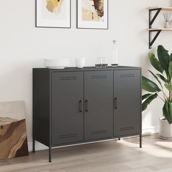 vidaXL Sideboard Black Cold-rolled steel Standard Adjustable Feet