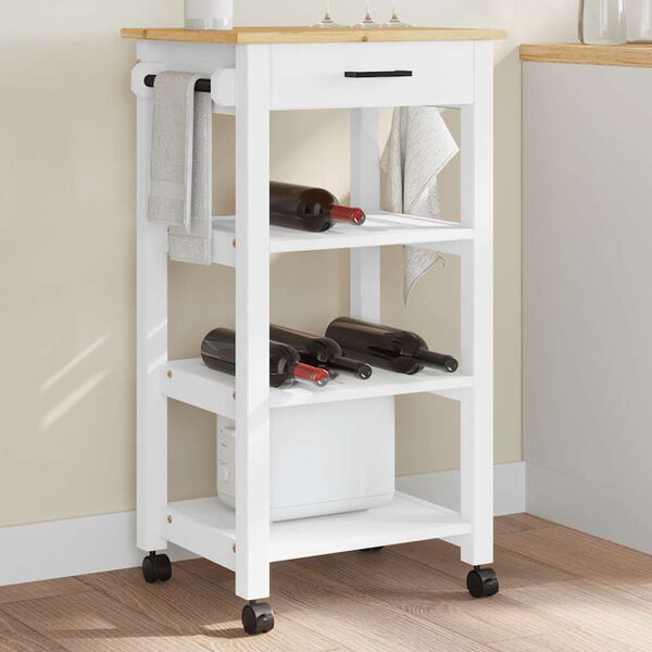 vidaXL Kitchen Trolley MONZA 18.9"x15.7"x34.8" Solid Wood Pine