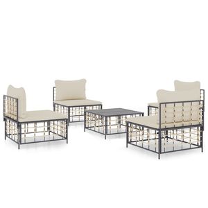 vidaXL Garden Lounge Set Set of 5 Anthracite, Beige