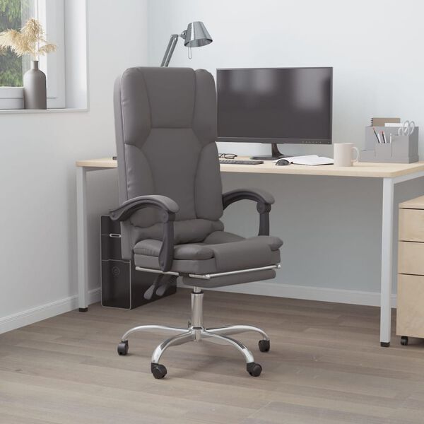vidaXL Massage Office Chair Grey Faux leather, Metal, Plywood Medium