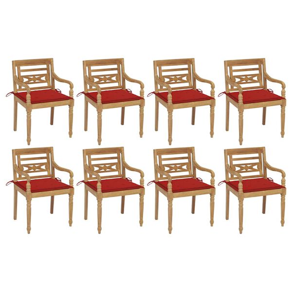 vidaXL Batavia Chair Set of 8 Teak Teak wood Standard Durable