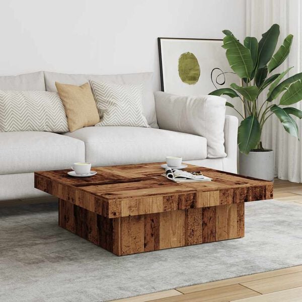 vidaXL Coffee Table Old wood Engineered wood 35.4x35.4x11.0 in