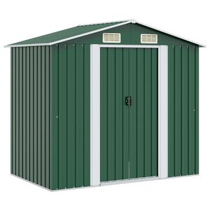 vidaXL Garden Shed Green Galvanized steel Large Durable Garden Shed