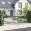 vidaXL Fence Gate Double Door with Arched Top Steel 157.5x78.7" Black