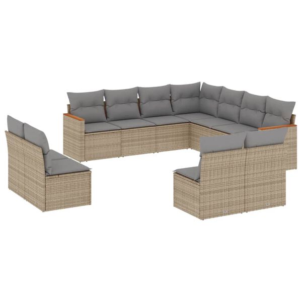 vidaXL Garden Sofa Set Beige Poly Rattan Large Modular Garden Sofa Set