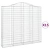 vidaXL Arched Gabion Baskets 15 pcs 78.7x11.8x180/200" Galvanised Iron