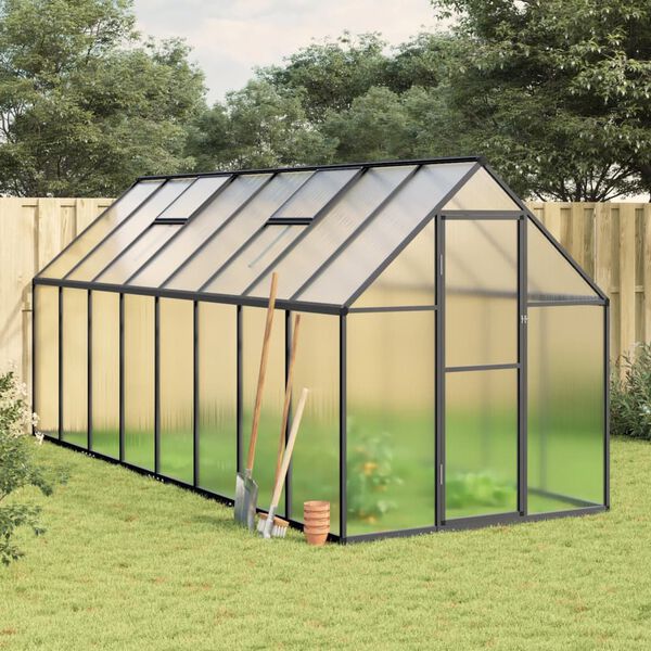 vidaXL Greenhouse Anthracite and clear Aluminum, polycarbonate Large