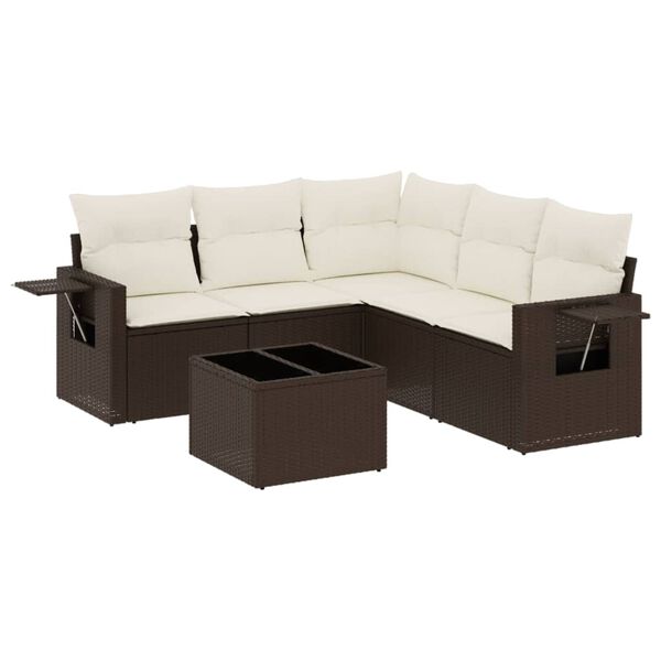 vidaXL Garden Sofa Set Brown, Cream white