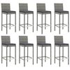 vidaXL 9 Piece Patio Bar Set with Cushions Gray Poly Rattan