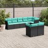 vidaXL Garden Sofa Set Black sofa, Blue cushions