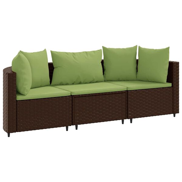 vidaXL Patio Sofa Set Set of 3 Brown