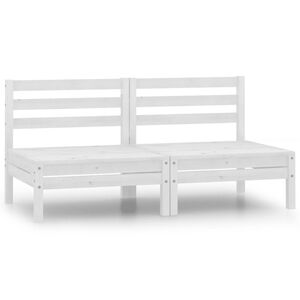 vidaXL Garden Sofa White Solid Pinewood Medium Garden Sofa Square