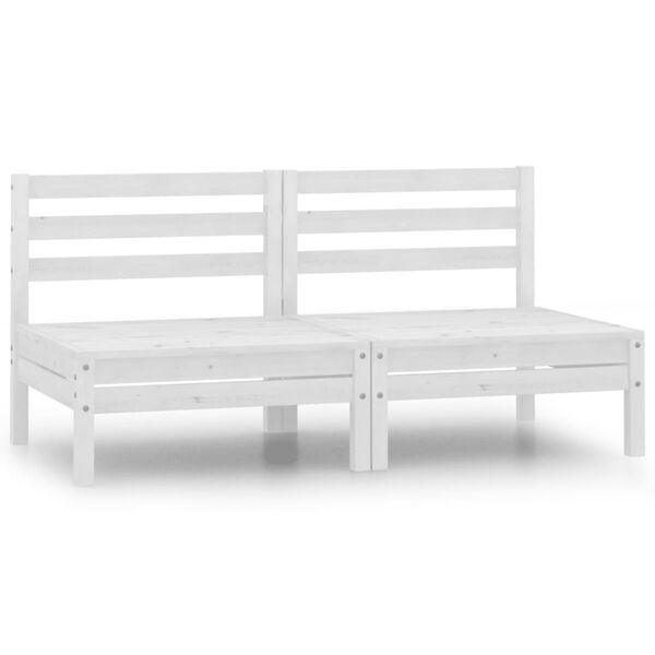 vidaXL Garden Sofa White Solid Pinewood Medium Garden Sofa Square