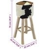 vidaXL Bar Stool Natural wood and cow pattern Teak Wood and Goat Leather