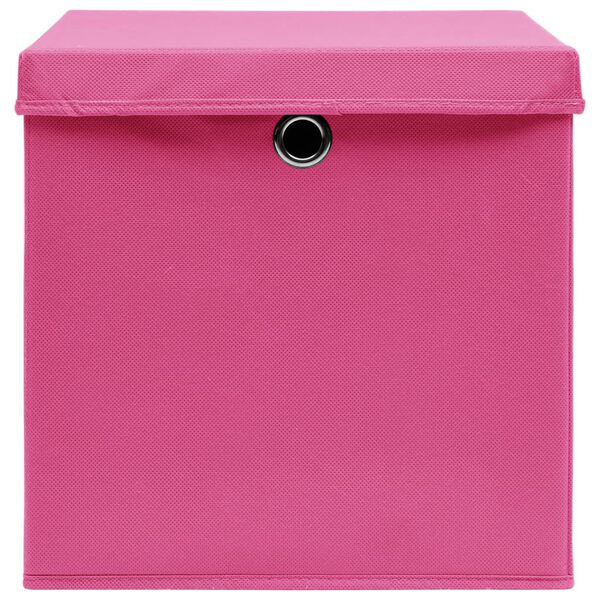 vidaXL Storage Box Set of 10 Pink Non-woven fabric (100% polyester)