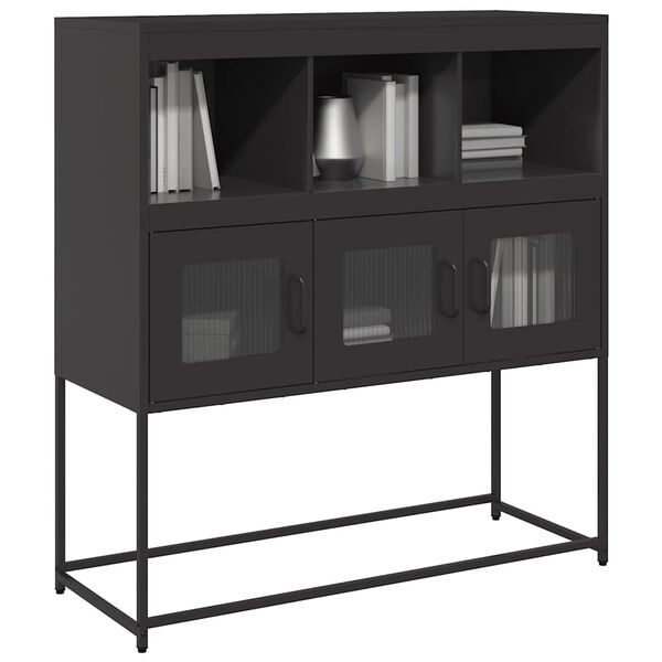 vidaXL Sideboard Black Cold-rolled steel Medium Sideboard Rectangular