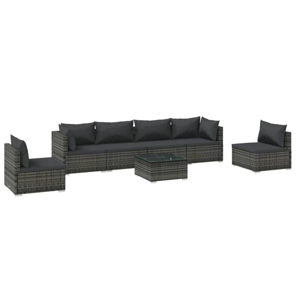vidaXL Garden Lounge Set Grey PE rattan Large Garden Lounge Set