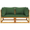 vidaXL Corner Sofa Green cushions Solid acacia wood and polyester Standard