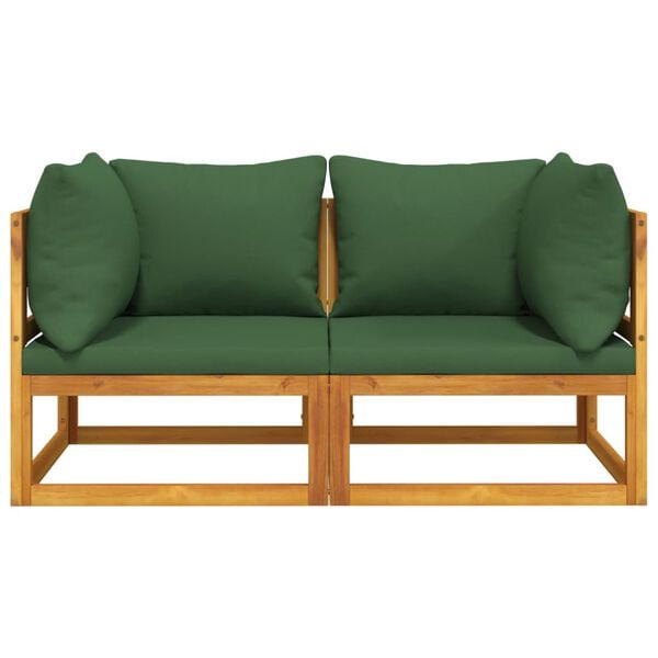 vidaXL Corner Sofa Green cushions Solid acacia wood and polyester Standard