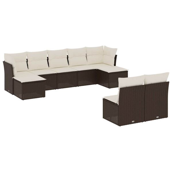 vidaXL Garden Sofa Set Brown PE Rattan Large Modular Garden Sofa Set