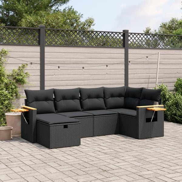 vidaXL Garden Sofa Set Grey PE rattan 6 Piece Set Modular