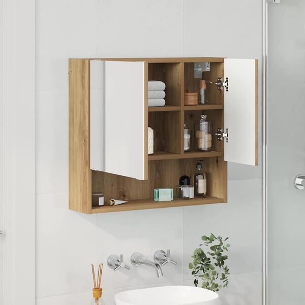 vidaXL Mirror Cabinet artisan oak 59 x 17 x 55 cm Engineered wood