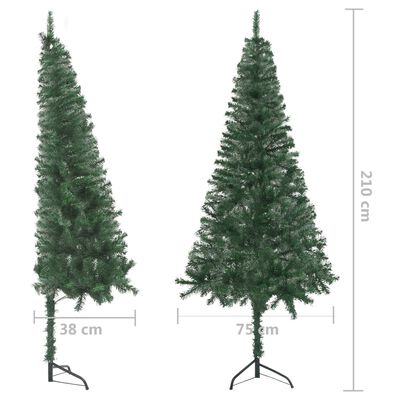 vidaXL Corner Artificial Christmas Tree LEDs&Ball Set Green 82.7" PVC