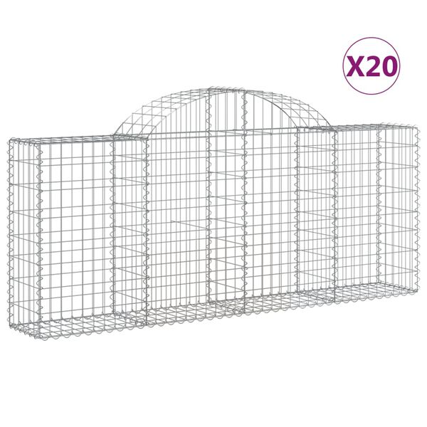 vidaXL Gabion Basket Set of 20 Silver Galvanized iron Large Durable