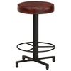 vidaXL Bar Stool Set of 2 Brown, Black Real leather, Powder-Coated Iron