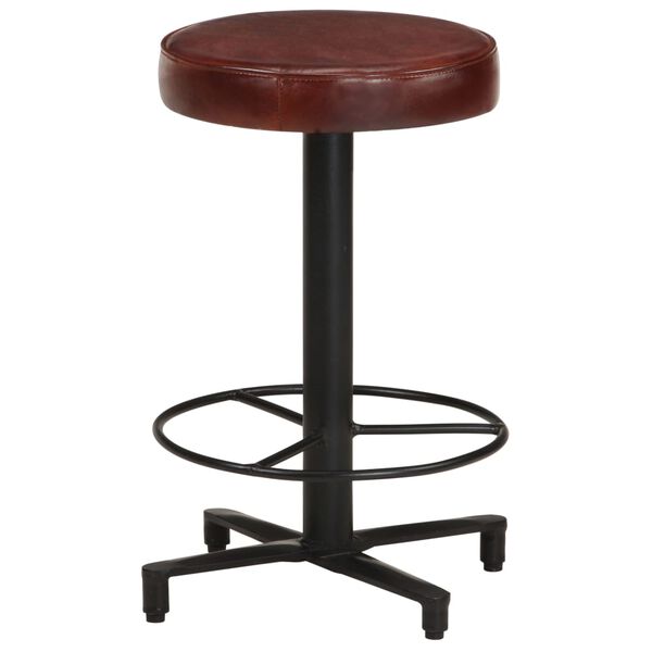 vidaXL Bar Stool Set of 2 Brown, Black Real leather, Powder-Coated Iron