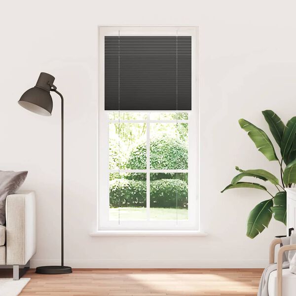 vidaXL Pleated Blind Black 100% Polyester 35.4 x 78.7 in