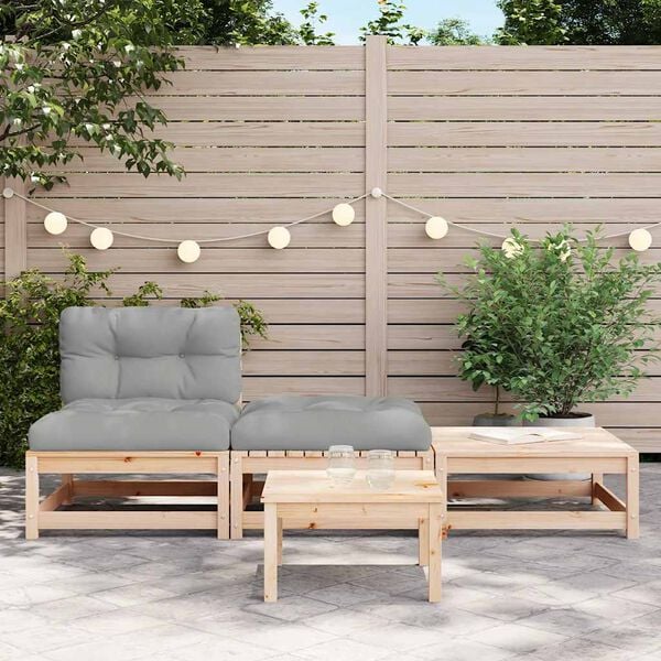 vidaXL Patio Sofa Gray, Natural Wood