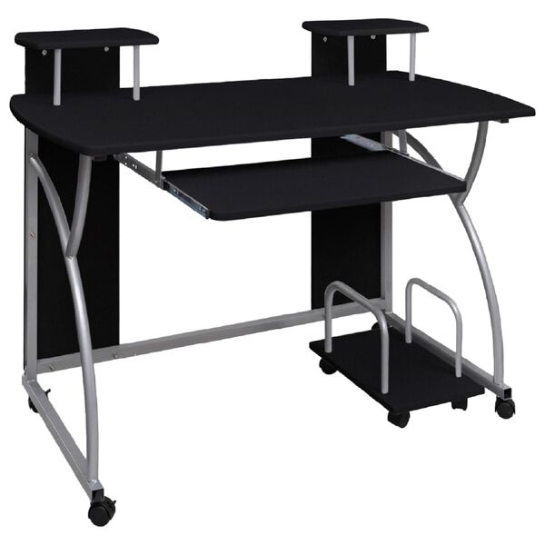 vidaXL Computer Desk Black Engineered wood, powder-coated steel