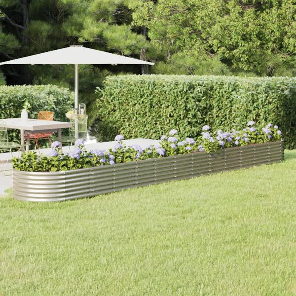 vidaXL Garden Raised Bed Silver Powder-coated steel Large Durable