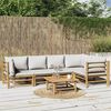 vidaXL Garden Lounge Set Light grey, Natural bamboo Bamboo, Polyester