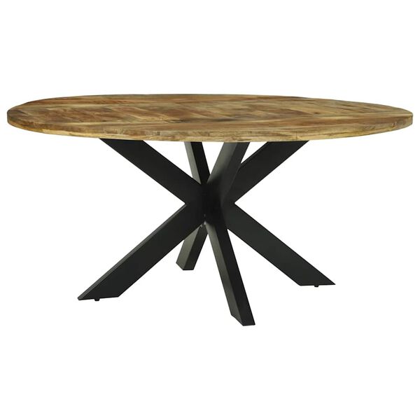 vidaXL Dining Table Black oak 160 x 160 x 76 cm Rough Mango Wood