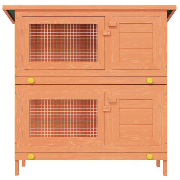 vidaXL Rabbit Hutch Brown, Green Pine wood, Plywood, Powder-coated iron