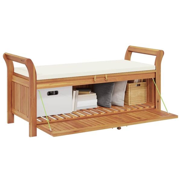 vidaXL Garden Storage Bench Cream white, natural wood