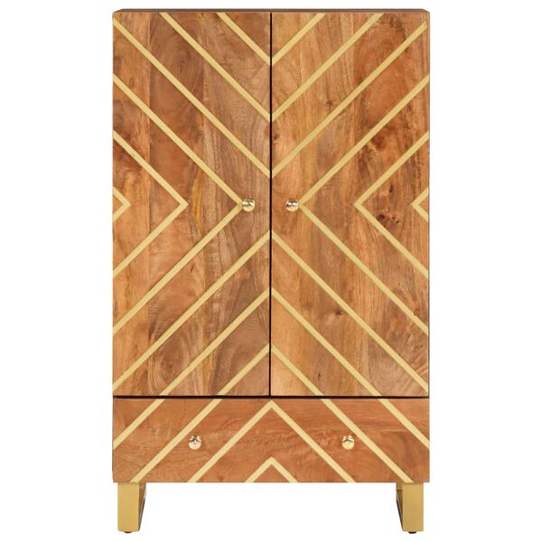 vidaXL Highboard Brown and Black 23.6"x13.2"x39.4" Solid Wood Mango