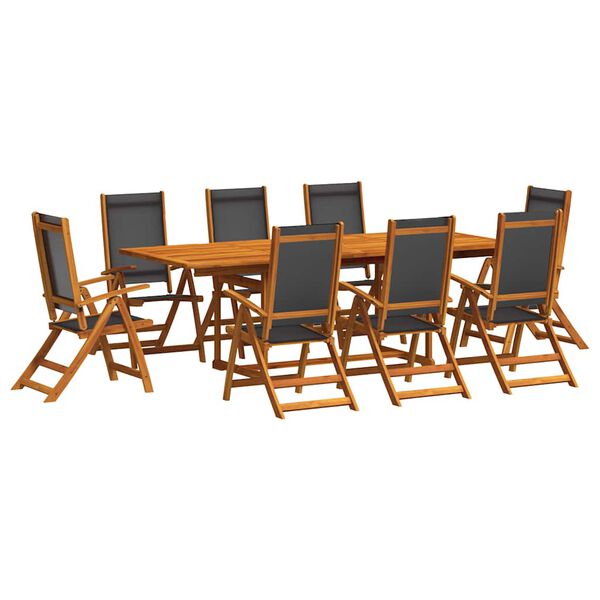 vidaXL 9 Piece Patio Dining Set Solid Wood Acacia and Textilene