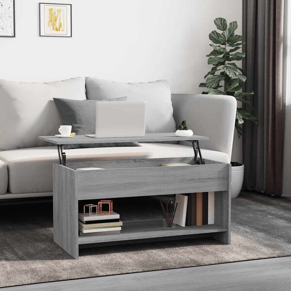 vidaXL Coffee Table Grey Sonoma Engineered Wood Medium Height-Adjustable