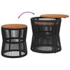 vidaXL Garden Side Table Black and brown PE rattan 2 pcs Stackable