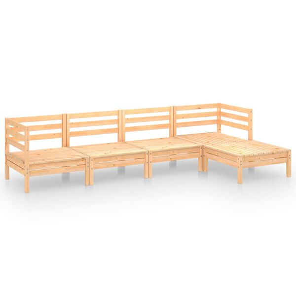 vidaXL Garden Lounge Set Natural Wood Solid Pinewood 5 Piece Set Modular