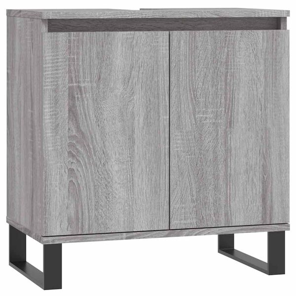 vidaXL Bathroom Cabinet Gray Sonoma Engineered Wood, Iron Medium Storage
