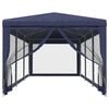vidaXL Party Tent with 8 Mesh Sidewalls Blue 9.8'x29.5' HDPE