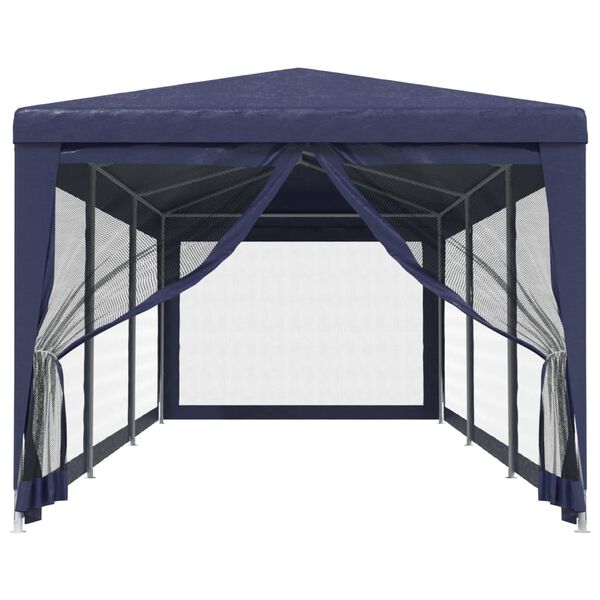 vidaXL Party Tent with 8 Mesh Sidewalls Blue 9.8'x29.5' HDPE